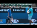 Roger and Rafa warming up - 2014 Australian Open
