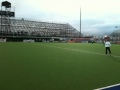 Hockeyroos kick a football before match