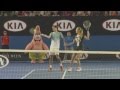 Federer, Azarenka, Stosur &amp; Bouchard holding hands doubles - 2014 Australian Open