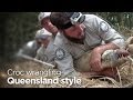 Rangers demonstrate how they catch crocodiles